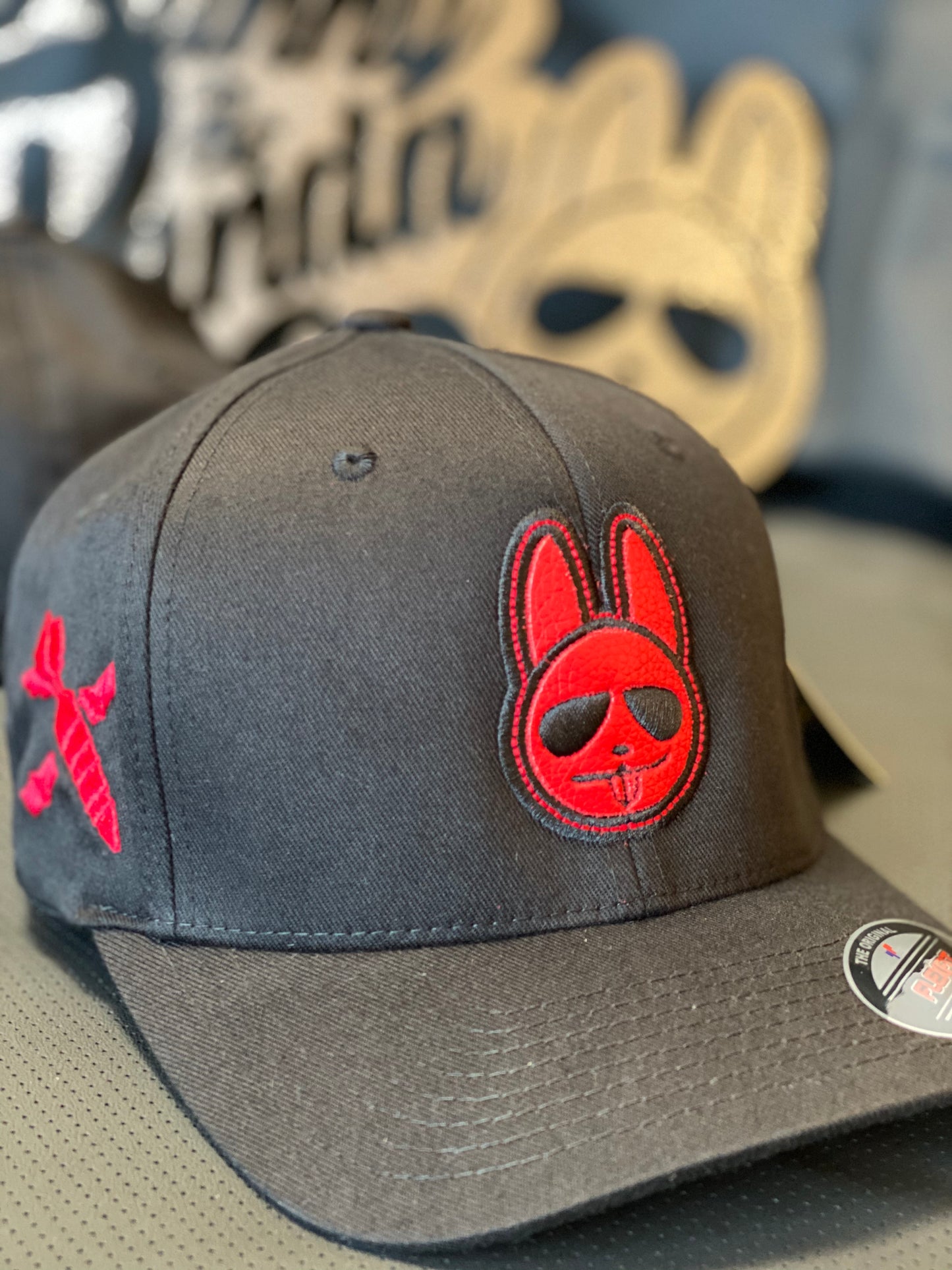 Flex Fit- Black - Red Bunny